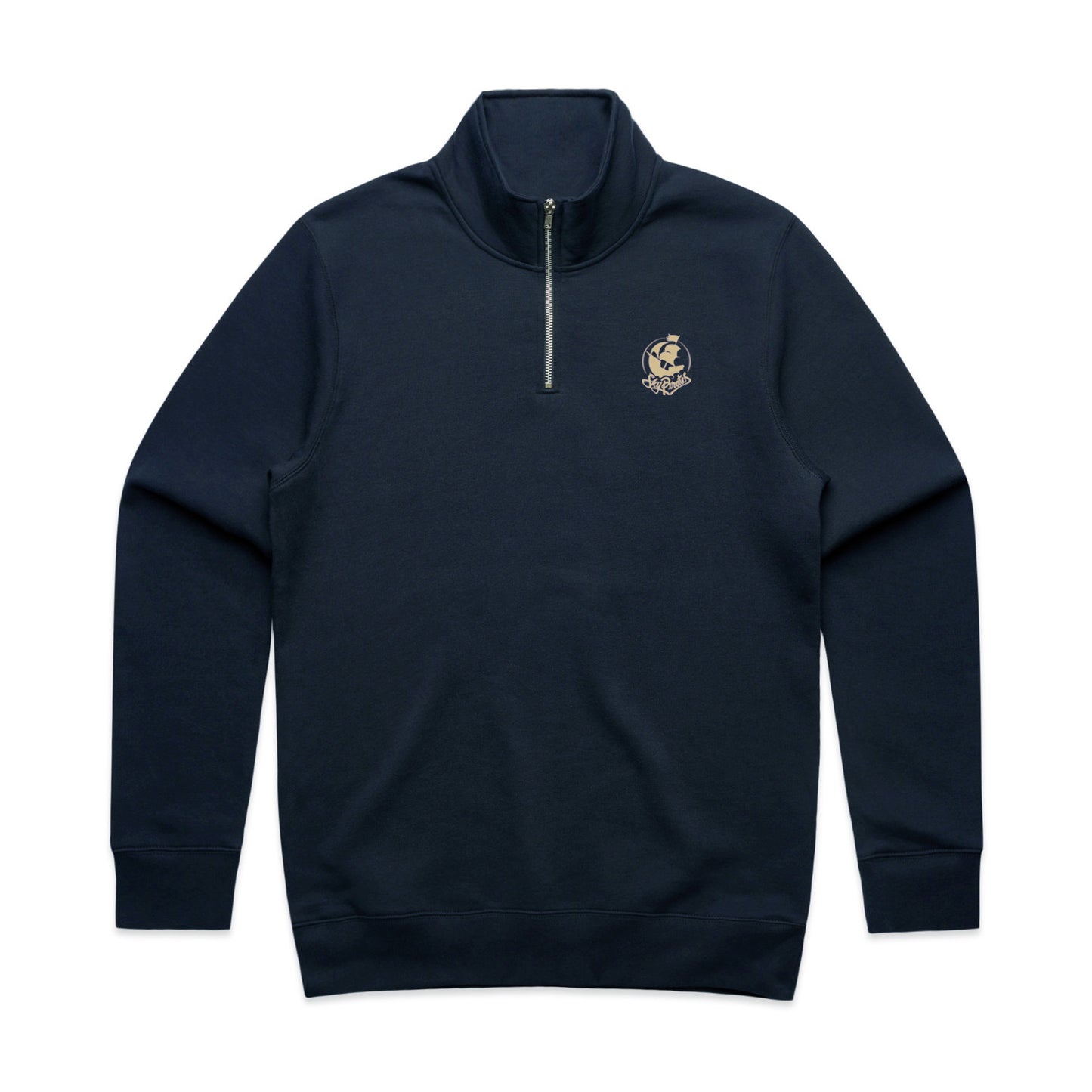 Embroidered Navy & Gold Half Zip Crew