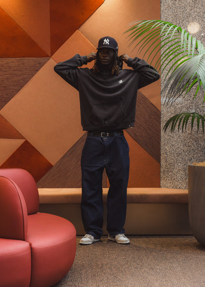 Faded Black & Cream Embroidered Hood
