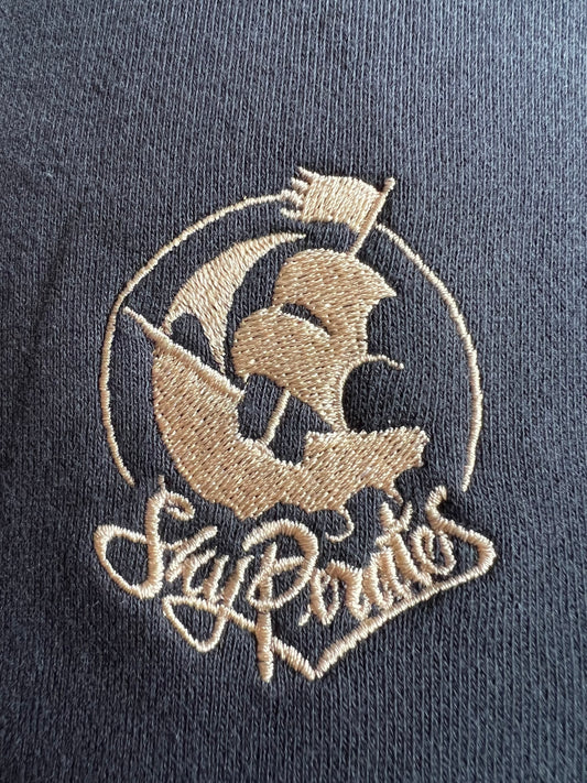 Embroidered Navy & Gold Half Zip Crew
