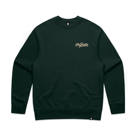 Forest & Cream Embroidered Crew