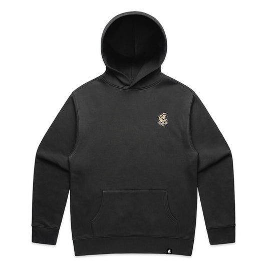 Faded Black & Cream Embroidered Hood