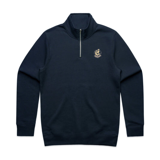 Embroidered Navy & Gold Half Zip Crew